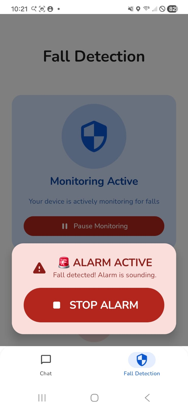 Fall alarm